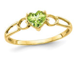 2/5 Carat (ctw) Peridot Heart Ring in 10K Yellow Gold (SIZE 7)